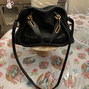 Chloe Paraty Medium Black calfskin leather satchel